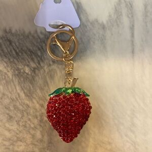 Strawberry Keychain with Red Crystals or Purse Charm